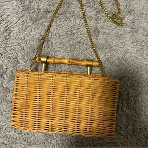 ZARA straw clutch bamboo bag